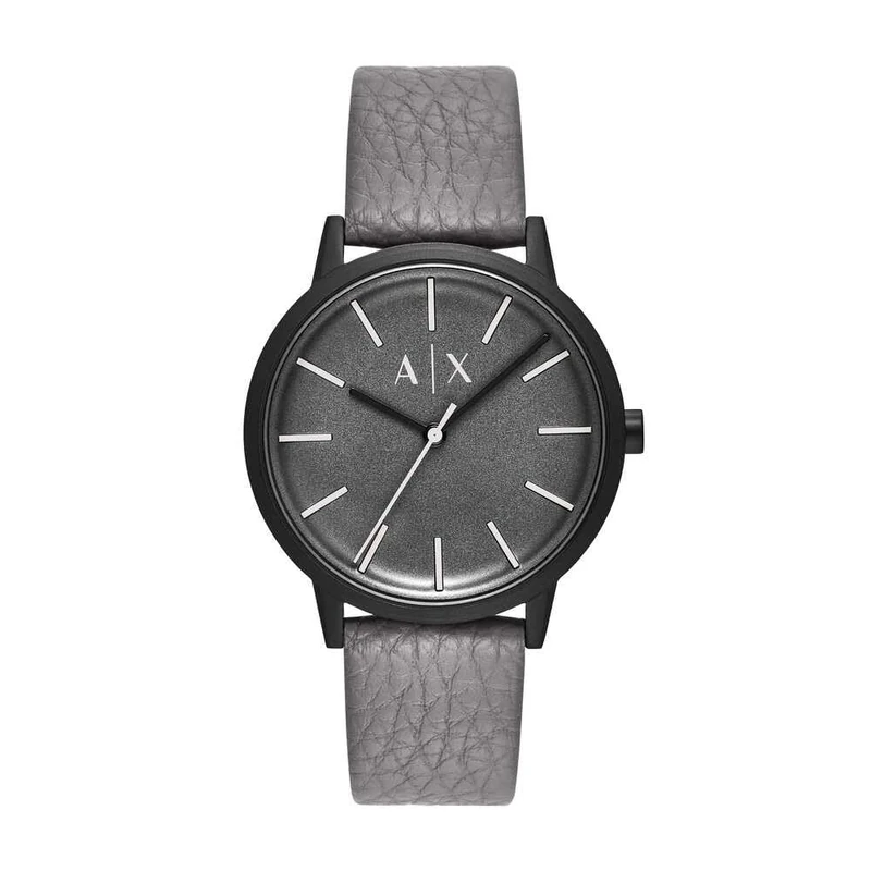 Armani Exchange Men's 42mm Quartz Watch - Grey Leather Strap
