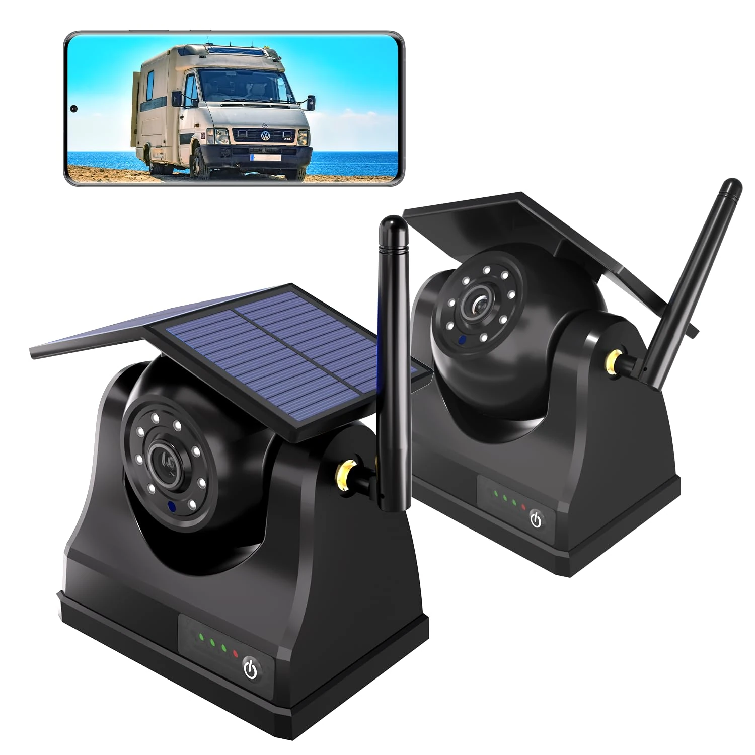 WiFi Magnetic Solar Wireless Reversing Camera, 10000mAh Rechargeable 1080P Backup Camera for Truck RV Trailer Car, Night Vision IP68 Waterproof, App for Phone iOS Android