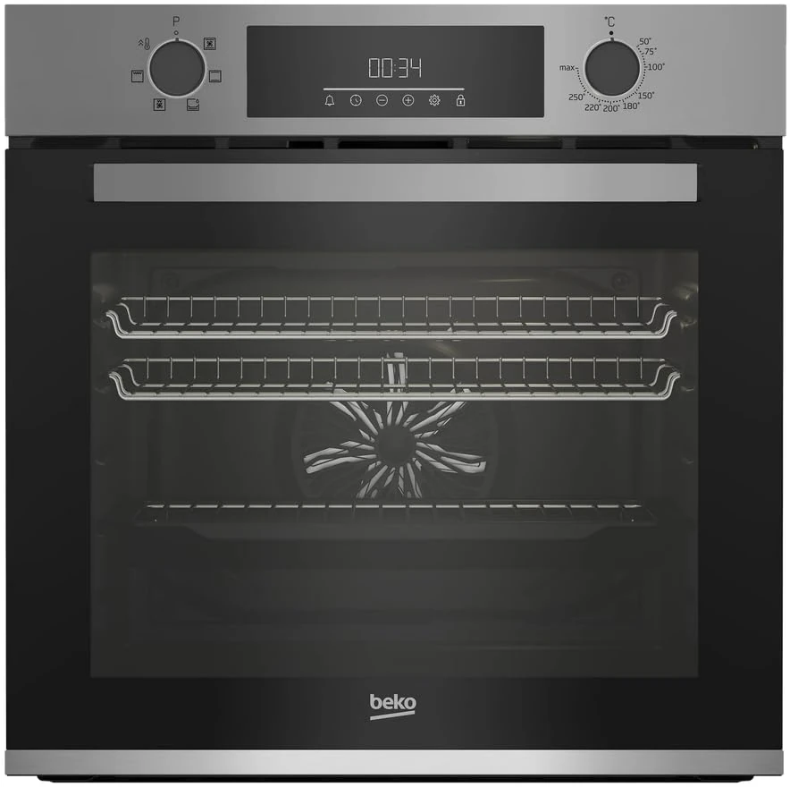 Beko BBXIE22300S AeroPerfect Built-In Electric Oven, RecycledNet, Fan Assisted, 66L Capacity, Multifunction, Easy Clean, Silver, Energy Rated A