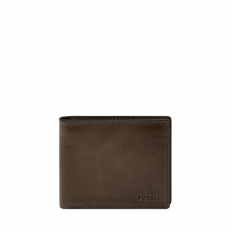 Fossil Derrick Men's Grey Leather Wallet, ML3687147
