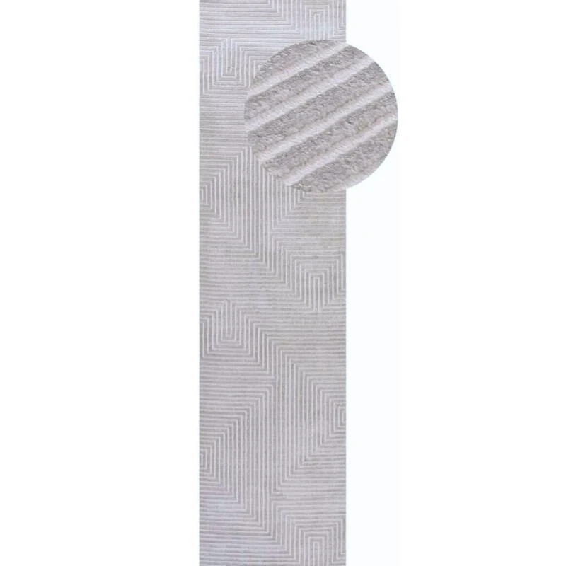 THE RUGS Carmel Modern Area Rug - Stain-Resistant, Non-Shedding, Durable Rugs for Bedroom and Hallway [ Symmetric Grey, 80x300 cm ]