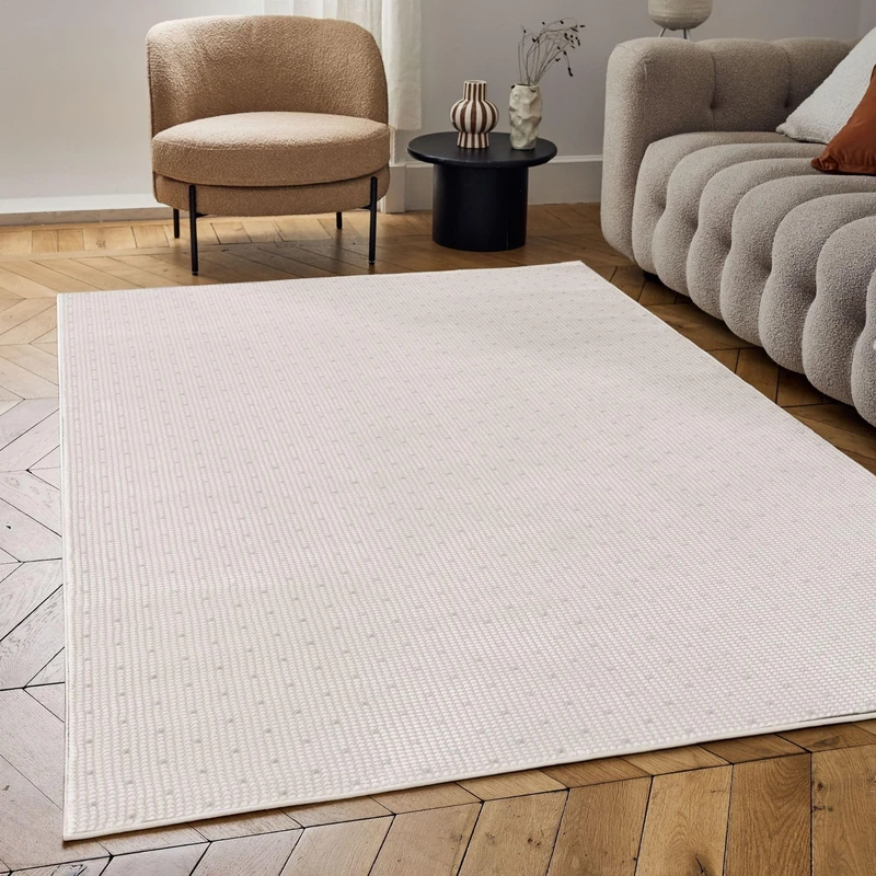 THE RUGS Carmel Modern Area Rug - Stain-Resistant, Non-Shedding, Durable Rugs for Living Room and Bedroom [ Dots Grey, 80x150cm ] - Image 1