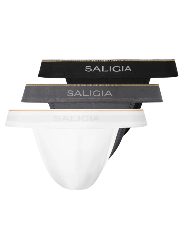 SALIGIA Men’s Bikini Briefs Underwear Sexy, Tag-Free & 50s Cotton High-Cut Brief with No-Fly Pouch 3-Pack