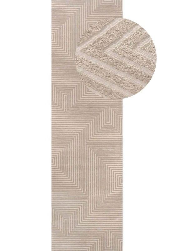 THE RUGS Carmel Modern Area Rug - Stain-Resistant, Non-Shedding, Durable Rugs for Bedroom and Hallway [ Symmetric Beige, 80x300 cm ]