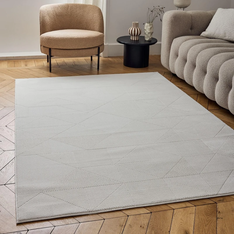 THE RUGS Carmel Modern Area Rug - Stain-Resistant, Non-Shedding, Durable Rugs for Living Room and Bedroom [ Abstract Cream, 160x230 cm ]