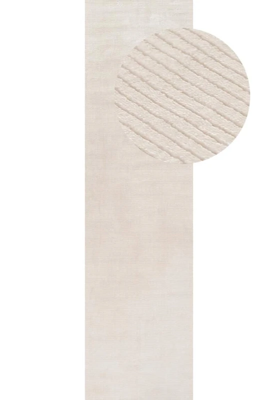 THE RUGS Carmel Modern Area Rug – Soft, Stain-Resistant, Non-Shedding, Durable Medium Pile Carpet for Hallway [ Striped Cream, 80x300 cm ]