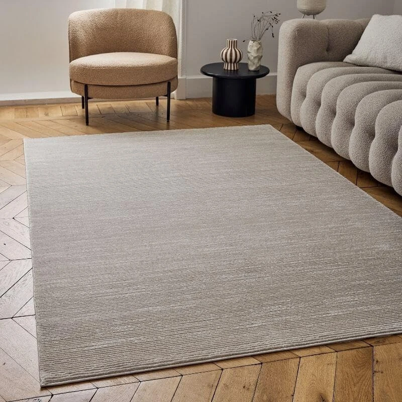 THE RUGS Carmel Modern Area Rug - Stain-Resistant, Non-Shedding, Durable Rugs for Living Room and Bedroom [ Linear Beige, 120x170 cm ]