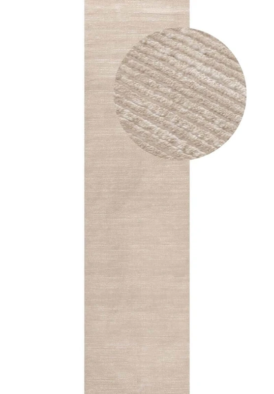 THE RUGS Carmel Modern Area Rug - Stain-Resistant, Non-Shedding, Durable Rugs for Bedroom and Hallway [ Linear Beige, 80x300 cm ]