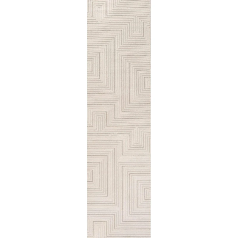THE RUGS Carmel Modern Area Rug - Stain-Resistant, Non-Shedding, Durable Rugs for Bedroom and Hallway [ Geometric Grey, 80x300 cm ]