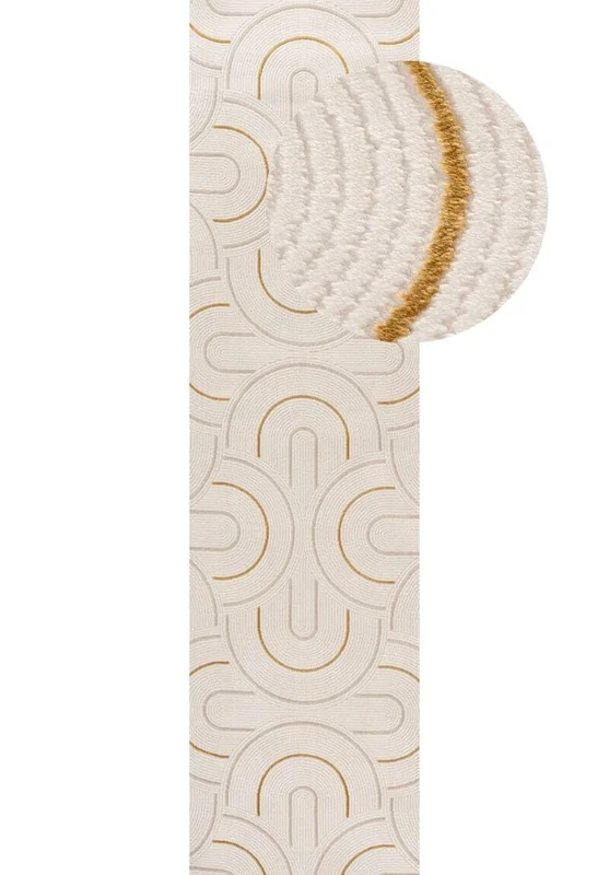 THE RUGS Carmel Modern Area Rug - Stain-Resistant, Non-Shedding, Durable Rugs for Bedroom and Hallway [ Wave Gold, 80x300 cm ]