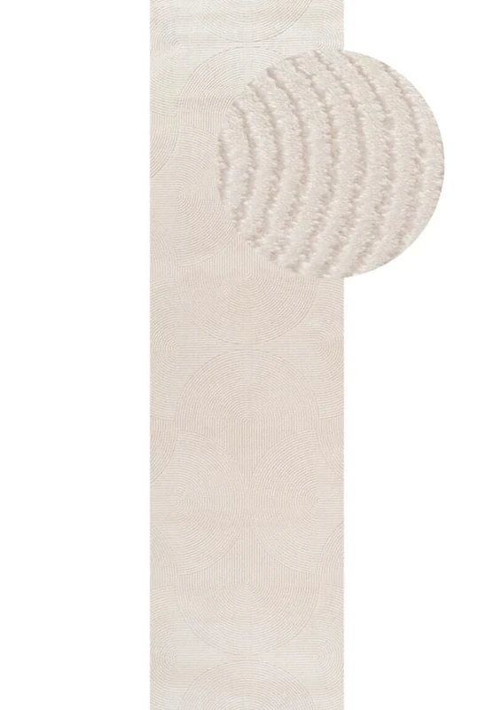 THE RUGS Carmel Modern Area Rug - Stain-Resistant, Non-Shedding, Durable Rugs for Bedroom and Hallway [ Wave Cream, 80x300 cm ]