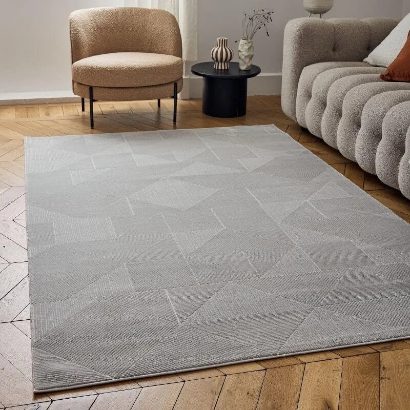 THE RUGS Carmel Modern Area Rug - Stain-Resistant, Non-Shedding, Durable Rugs for Living Room and Bedroom [ Abstract Grey, 160x230 cm ]