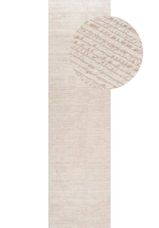 THE RUGS Carmel Modern Area Rug - Stain-Resistant, Non-Shedding, Durable Rugs for Bedroom and Hallway [ Striped Beige, 80x300 cm ]