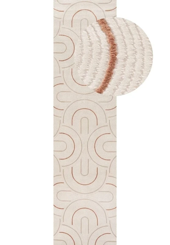 THE RUGS Carmel Modern Area Rug - Stain-Resistant, Non-Shedding, Durable Rugs for Bedroom and Hallway [ Wave Terra, 80x300 cm ]