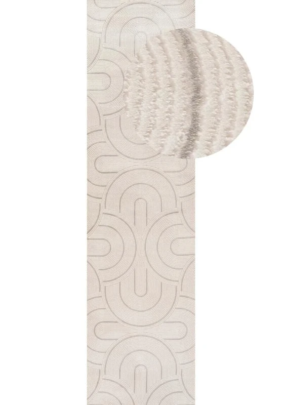 THE RUGS Carmel Modern Area Rug - Stain-Resistant, Non-Shedding, Durable Rugs for Bedroom and Hallway [ Wave Grey, 80x300 cm ]