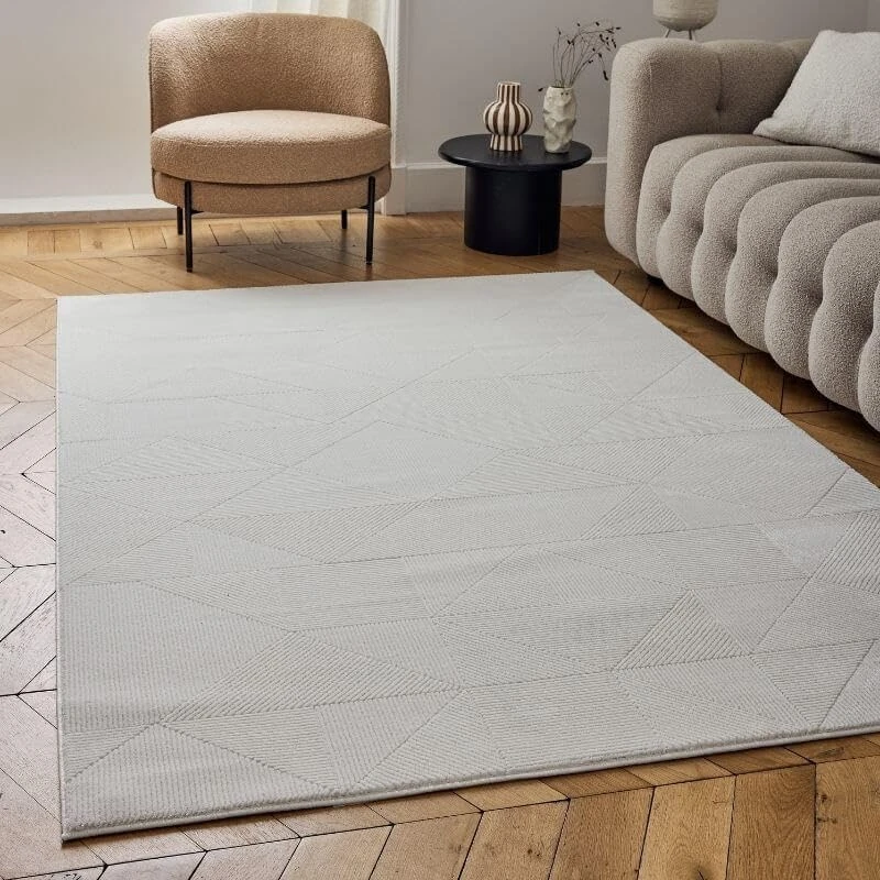 THE RUGS Carmel Modern Area Rug - Stain-Resistant, Non-Shedding, Durable Rugs for Living Room and Bedroom [ Abstract Cream, 80x150cm ]