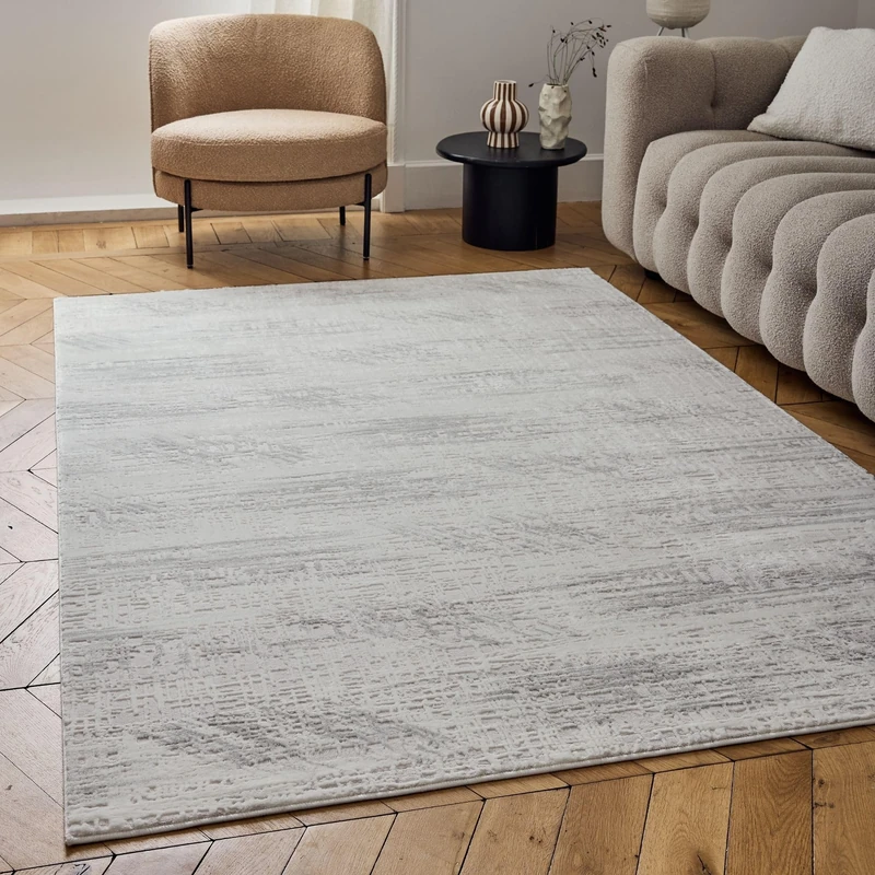 THE RUGS Carmel Modern Area Rug - Stain-Resistant, Non-Shedding, Durable Rugs for Living Room and Bedroom [ Marble Effect Grey, 200x290 cm ]