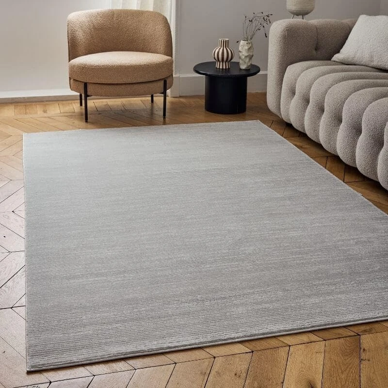 THE RUGS Carmel Modern Area Rug - Stain-Resistant, Non-Shedding, Durable Rugs for Living Room and Bedroom [ Linear Grey, 200x290 cm ]