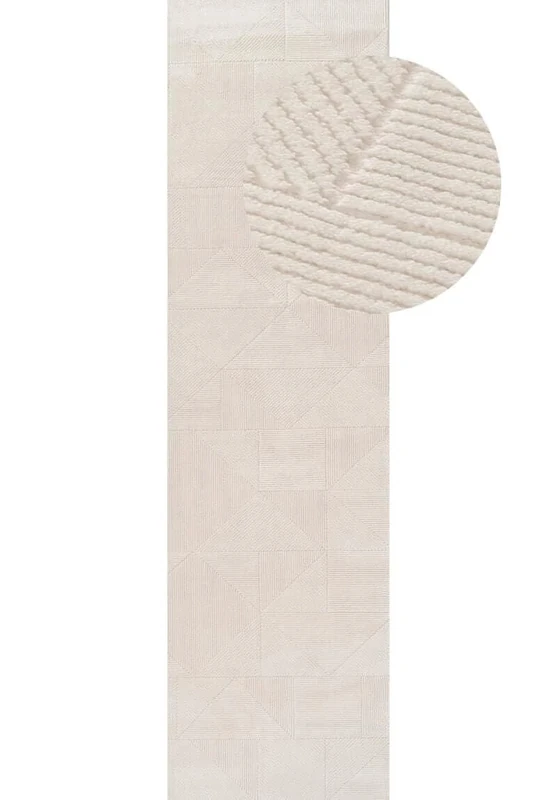 THE RUGS Carmel Modern Area Rug – Soft, Stain-Resistant, Non-Shedding, Durable Medium Pile Carpet for Hallway [ Abstract Cream, 80x300 cm ]