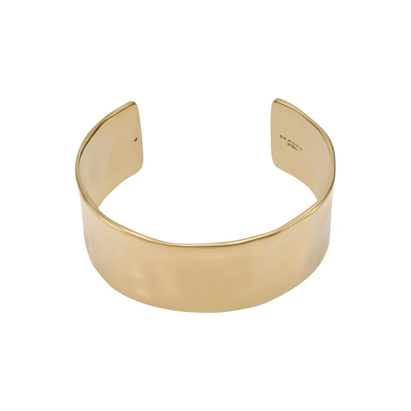 Skagen Women's Stainless Steel and Semi precious with Cuff Bangle bracelet, Traditional Gold