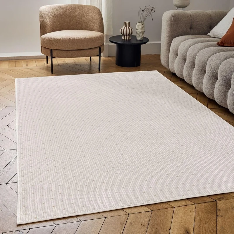 THE RUGS Carmel Modern Area Rug - Stain-Resistant, Non-Shedding, Durable Rugs for Living Room and Bedroom [ Dots Beige, 80x150cm ]