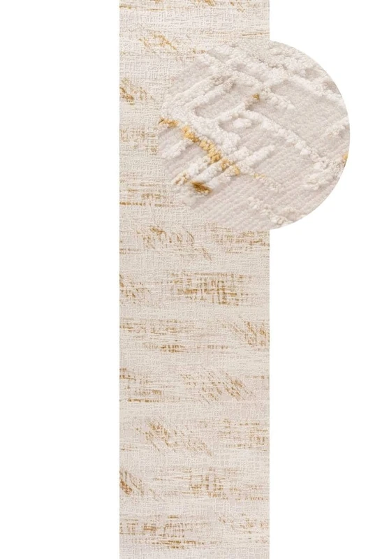 THE RUGS Carmel Modern Area Rug - Stain-Resistant, Non-Shedding, Durable Rugs for Bedroom and Hallway [ Marble Effect Gold, 80x300 cm ]