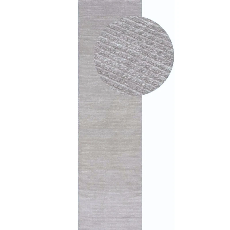 THE RUGS Carmel Modern Area Rug - Stain-Resistant, Non-Shedding, Durable Rugs for Bedroom and Hallway [ Linear Grey, 80x300 cm ]