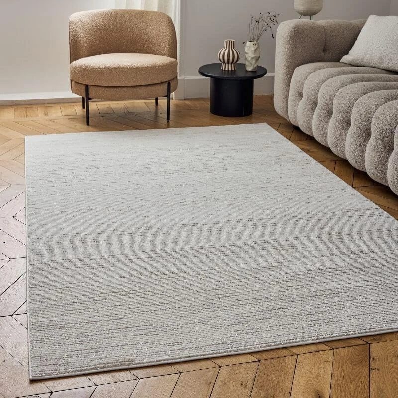 THE RUGS Carmel Modern Area Rug - Stain-Resistant, Non-Shedding, Durable Rugs for Living Room and Bedroom [ Striped Beige, 160x230 cm ]