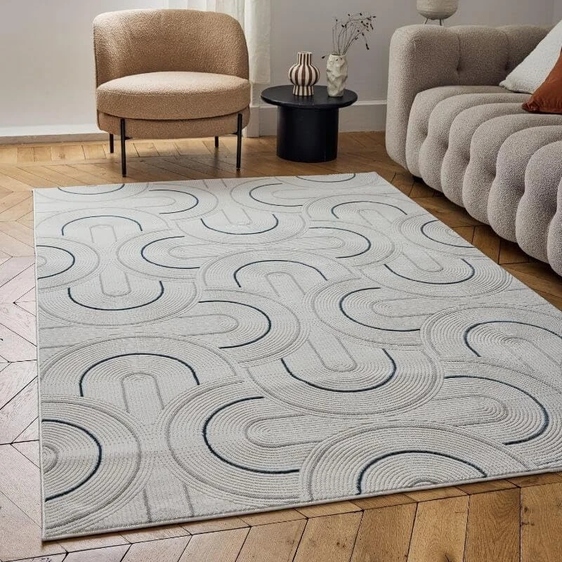 THE RUGS Carmel Modern Area Rug - Stain-Resistant, Non-Shedding, Durable Rugs for Living Room and Bedroom [ Wave Blue, 120x170 cm ]