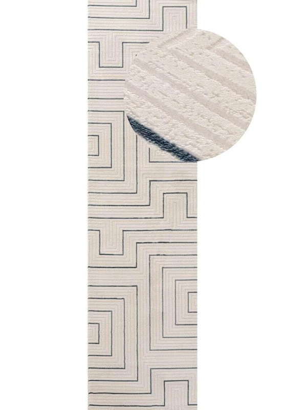 THE RUGS Carmel Modern Area Rug - Stain-Resistant, Non-Shedding, Durable Rugs for Bedroom and Hallway [ Geometric Blue, 80x300 cm ]