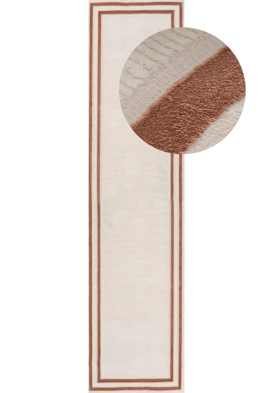 THE RUGS Carmel Modern Area Rug - Stain-Resistant, Non-Shedding, Durable Rugs for Bedroom and Hallway [ Bordered Terra, 80x300 cm ]