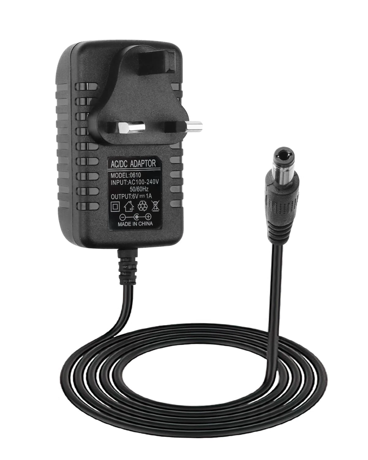 6V 1A Power Supply Adapter AC to DC 100V-240V Power Adapter 1.5M Cable with 5.5x2.1mm Plug for Blood Pressure Monitors CCTV Toys Camera Electric Fans Sensors 6V Devices