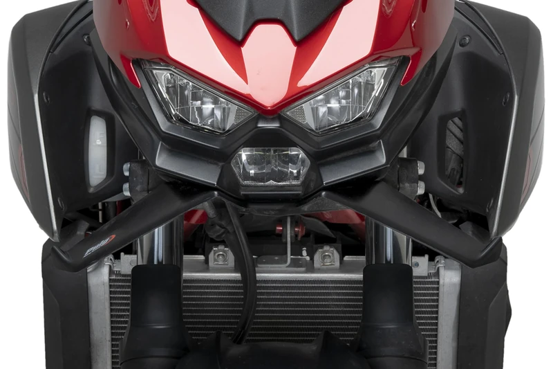 Puig 22190J Naked Front Winglets; improved aerodynamics; made of durable ABS; easy installation without modifying the bike; TÜV certification and ABE license included, Matte Black