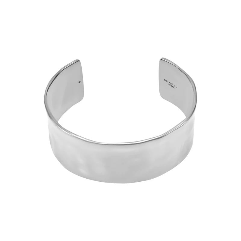 Skagen Women's Stainless Steel and Semi precious with Cuff Bangle bracelet, Chrome Silver