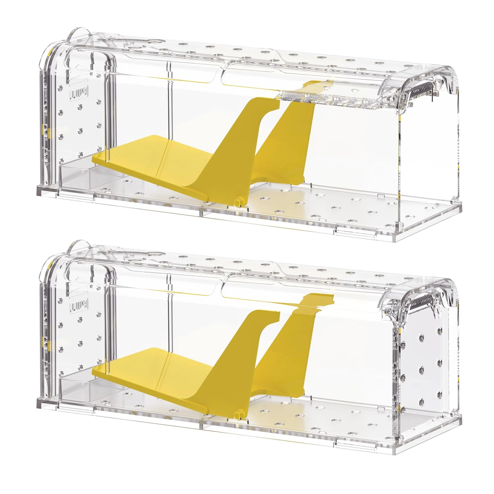 Teletrogy 2 Pack Humane Mouse Traps for Indoors Outdoors, Live Release Mice Catch Cage, Reusable Rodent Mice Trap, Effective Outside Rat Traps Kids/Pets Safe, Washable and Sensitive, Yellow