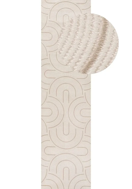 THE RUGS Carmel Modern Area Rug - Stain-Resistant, Non-Shedding, Durable Rugs for Bedroom and Hallway [ Wave Beige, 80x300 cm ]