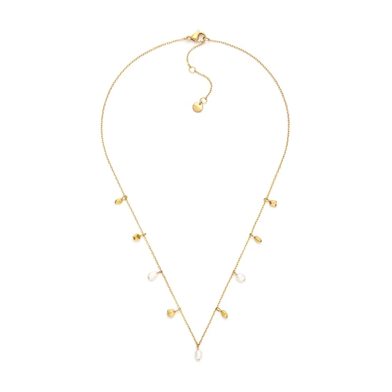 Skagen Women's Stainless Steel or Semi precious with lobster clasp necklace, White and gold tone