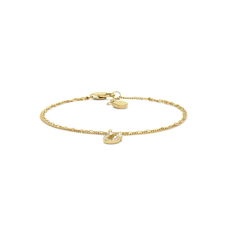 Fossil Women's brass with lobster clasp closure double chain bracelet