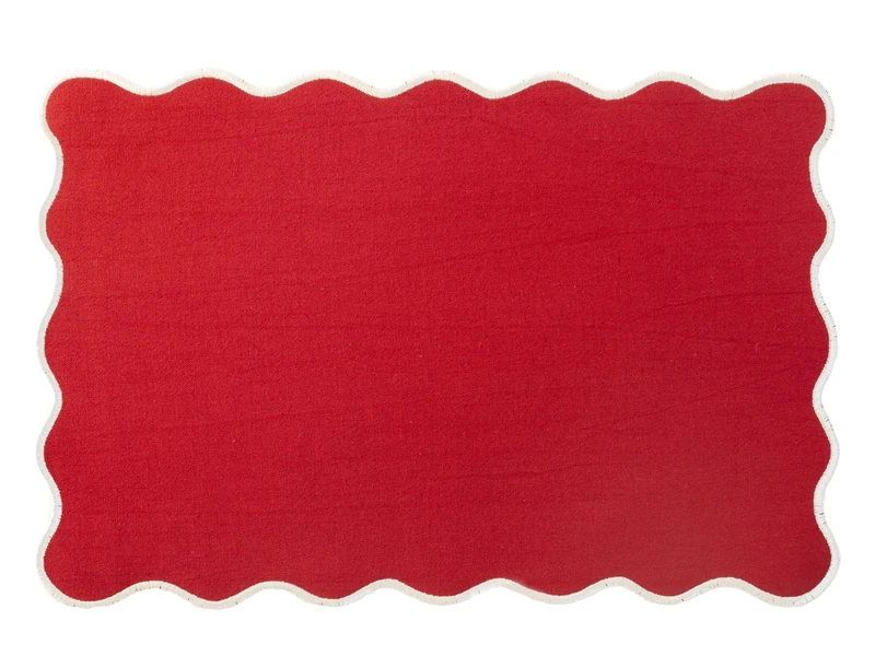 H&H Set of 4 Breakfast Placemats 45 x 30 cm in Cotton and Linen Red | Elegant and Durable | For Dining Table or Kitchen | Hand Wash Recommended | No Dryer