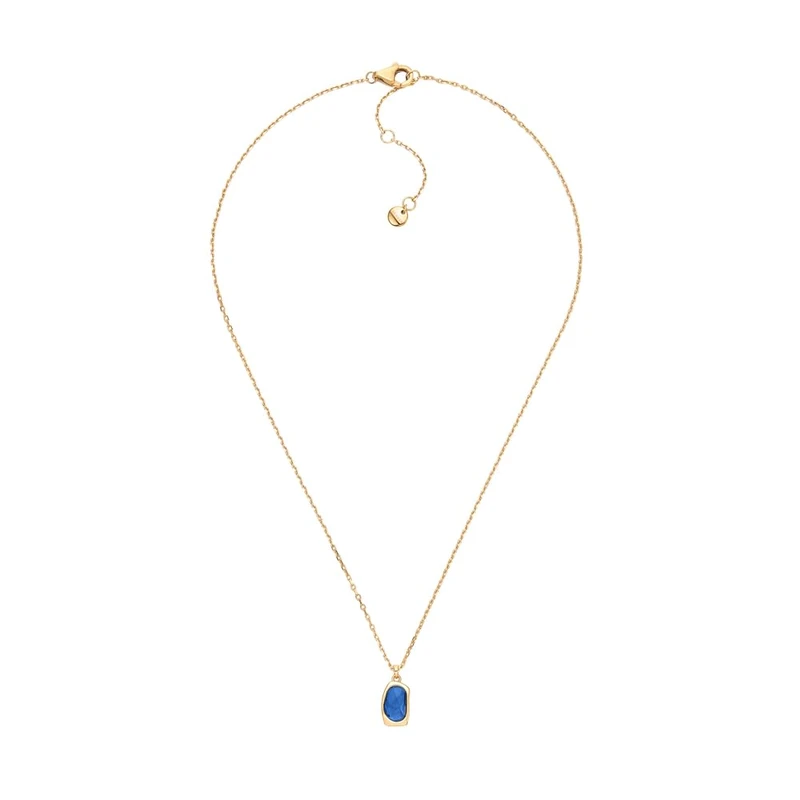 Skagen Women's Stainless Steel or Semi precious with lobster clasp closure Sea glass Pendant necklace, Blue and Gold tone