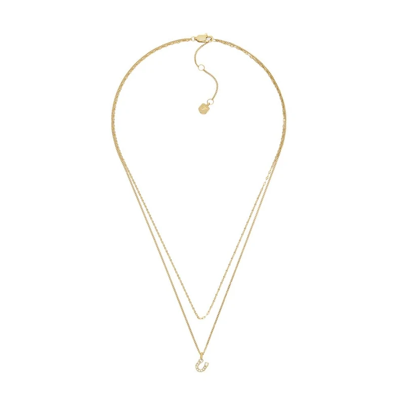 FOSSIL Women's gold tone Stainless Steel with lobster clasp closure Round pendant necklace