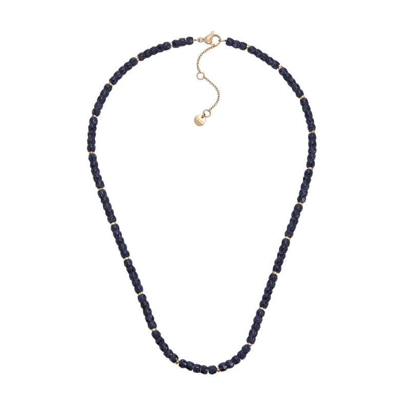 Skagen Women's Stainless Steel or Semi precious with lobster clasp necklace, Dark blue and gold tone