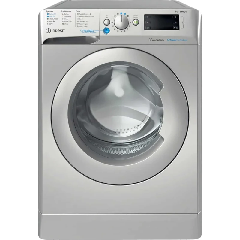 Indesit BWE 91496X SV UK Steam Push&Go 9kg 1400rpm Washing Machine - Silver