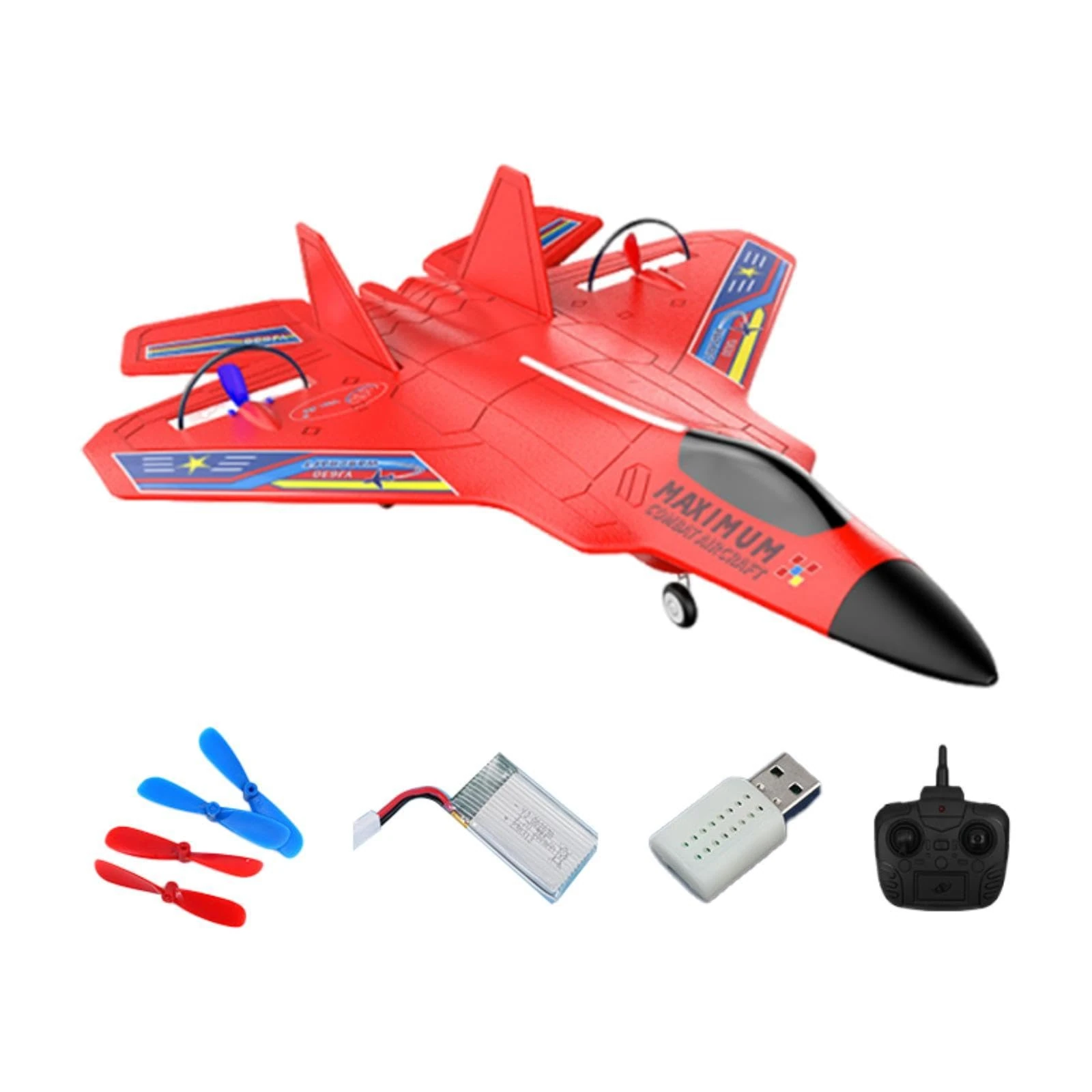 Luwecf RC Plane with Light Feature, Remote Control Aircraft for Beginners of All Ages, Red
