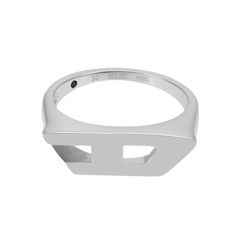 Diesel D Logo Unisex Stainless Steel Signet Rings