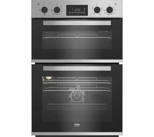 Beko Pro RecycledNet BBXDF22300S Electric Double Oven – Built-in, 75L Main Oven, 38L Top Oven, Fan Cooking, Easy Clean, Programmable Timer, Energy Rated A – Silver Finish