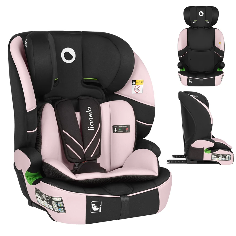 LIONELO Car Seat LEVI FIX I-SIZE Universal fit with ISOFIX or/& Seat Belt Installation for baby 12 months - 12 years old, Group 1/2/3, 76 to 150 cm, Side Impact Protection, 10-Step Headrest Adjustment
