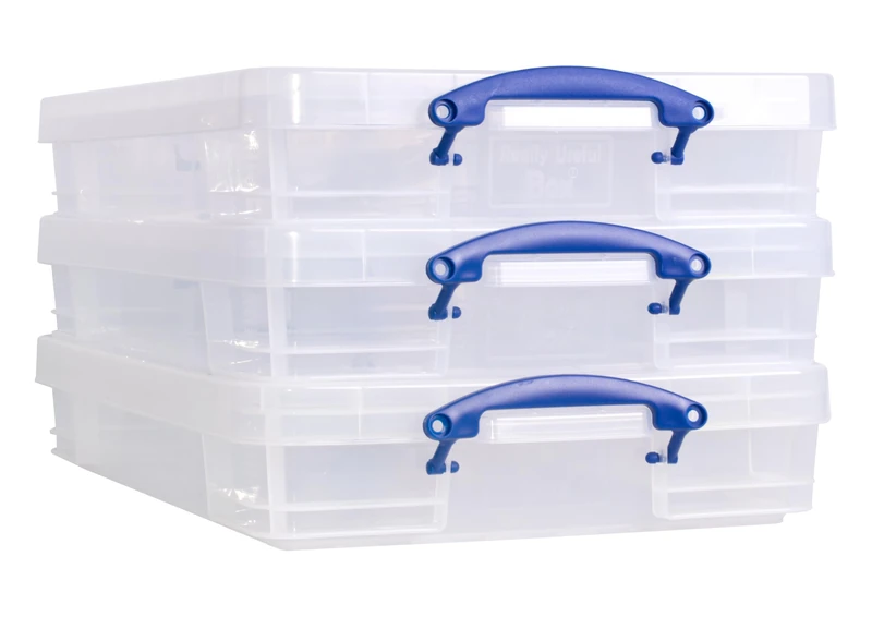 Really Useful Box Plastic Storage 20 Litre Clear Pack of 3