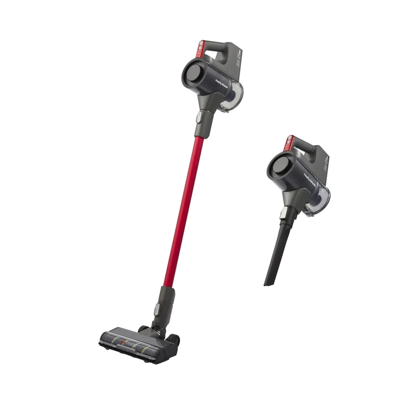 Morphy Richards MRXSTICK250 PremierGlide Cordless Stick Vacuum Cleaner, Up to 45min Runtime, HEPA Filter, ECO Mode, Anti-Tangle, Lightweight,Multi-Surface, Accessories & Pet Tool, Grey & Red, 730003