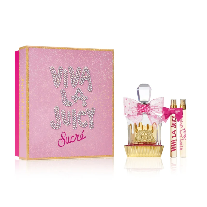 Juicy Couture VIVA LA JUICY SUCRE Eau de Parfum 100ml, 3-piece Fragrance Gift Set, floral gourmand perfume, luxury fragrance gifting for Women